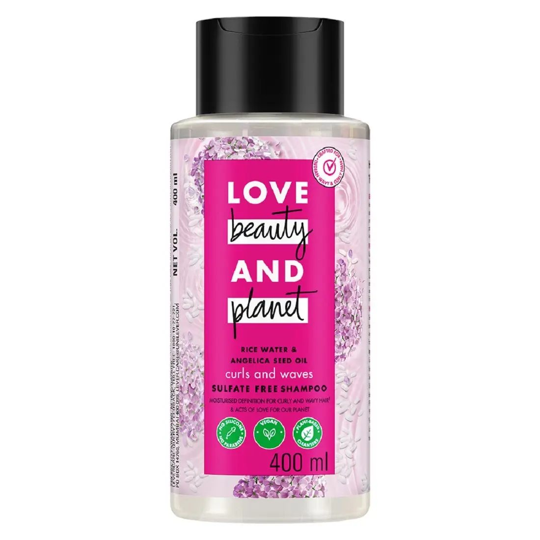 Love Beauty And Planet Rice Water & Angelica Seed Oil Silicone Free Shampoo for curly & wavy hair- 400ml