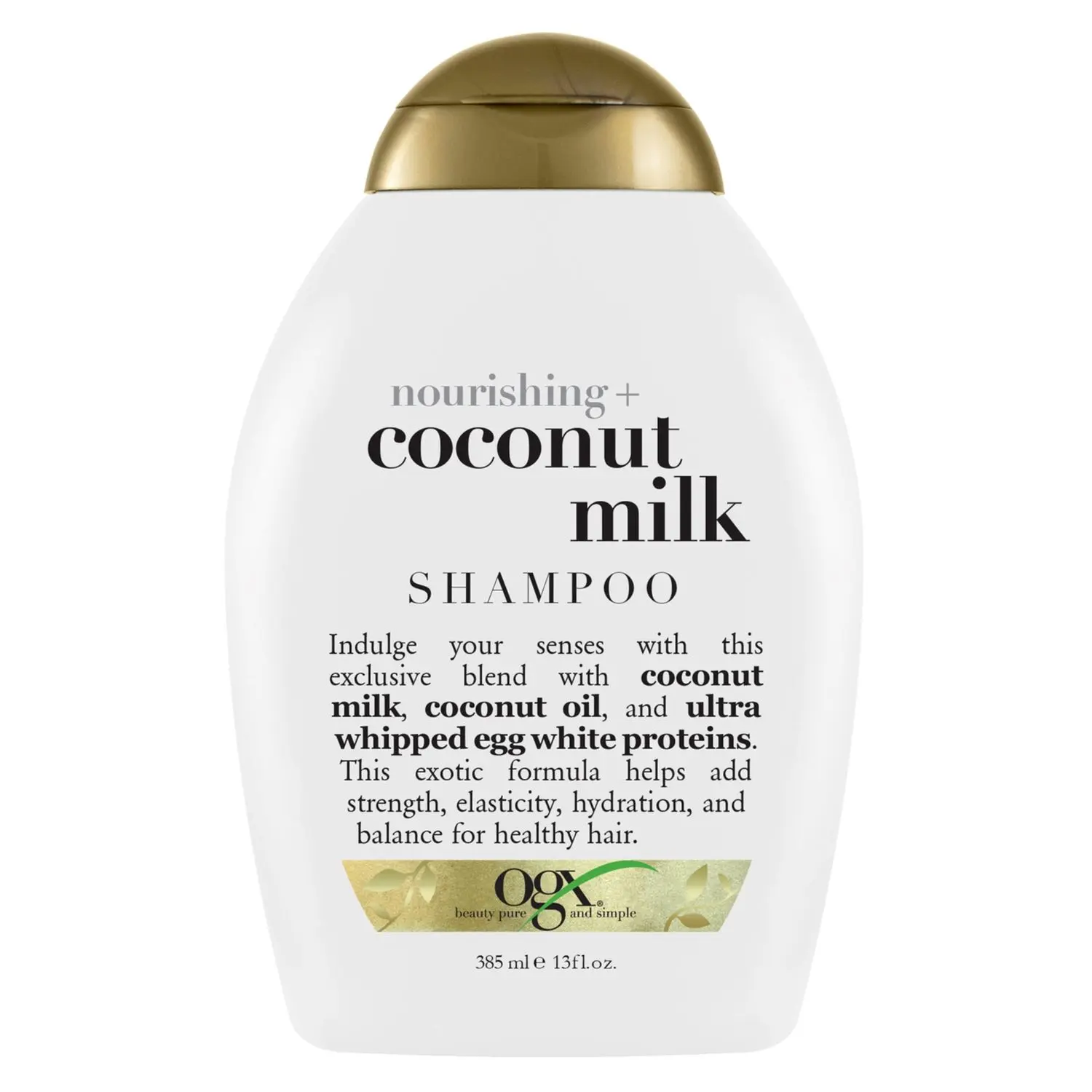 OGX Nourishing + Coconut Milk Nourishing Moisturizing Shampoo | Strong & Healthy Growth Hair, Coconut Milk, Coconut Oil & Egg White Protein Paraben Sulfate Free 385ml