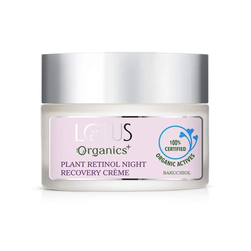 Lotus Organics+ Bakuchiol Plant Retinol Recovery Night Cream | Reduces Fine Lines & Wrinkles | Certified Organic | 50g