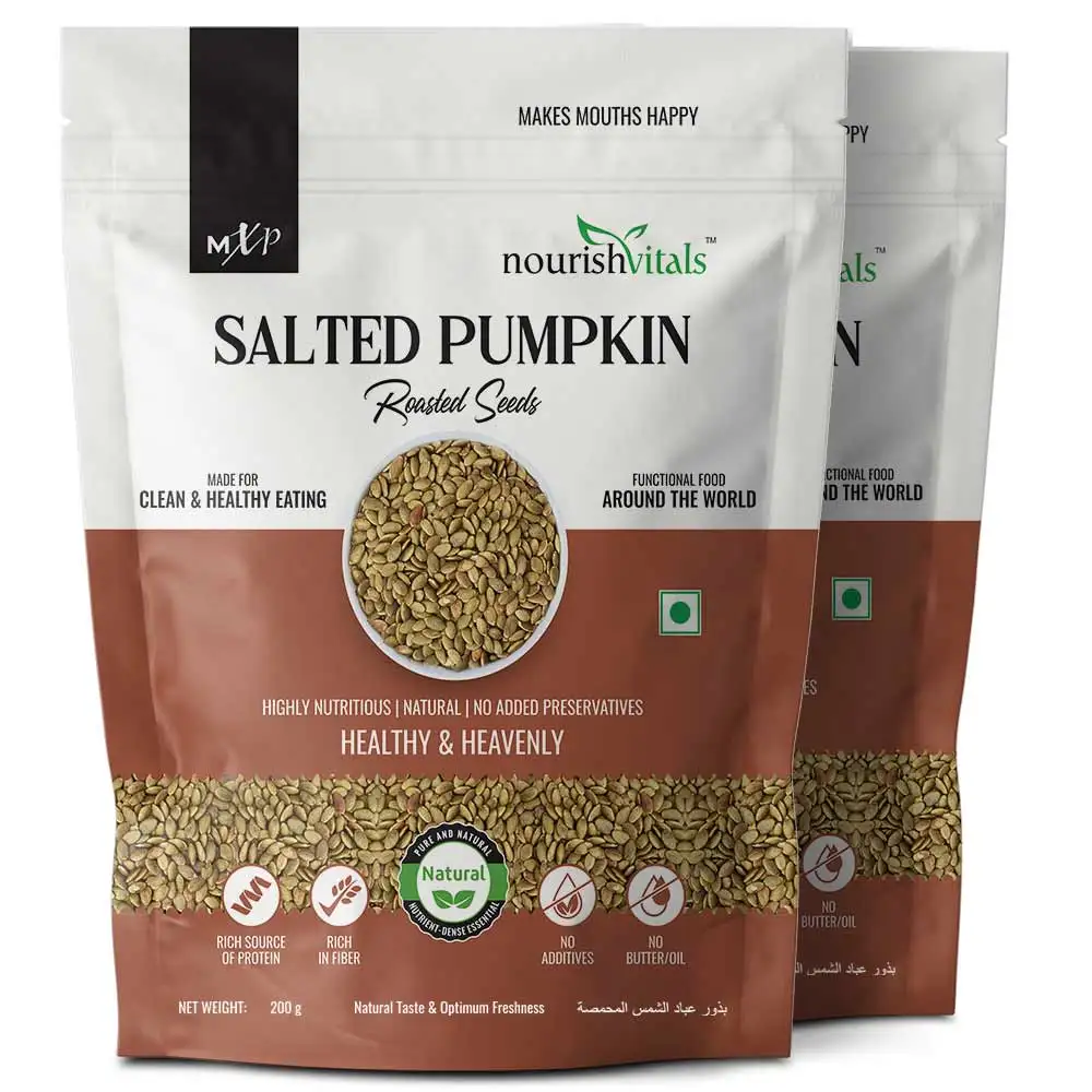 NourishVitals Salted Pumpkin Roasted Seeds,  Unflavoured (Pack of 2)  200 g