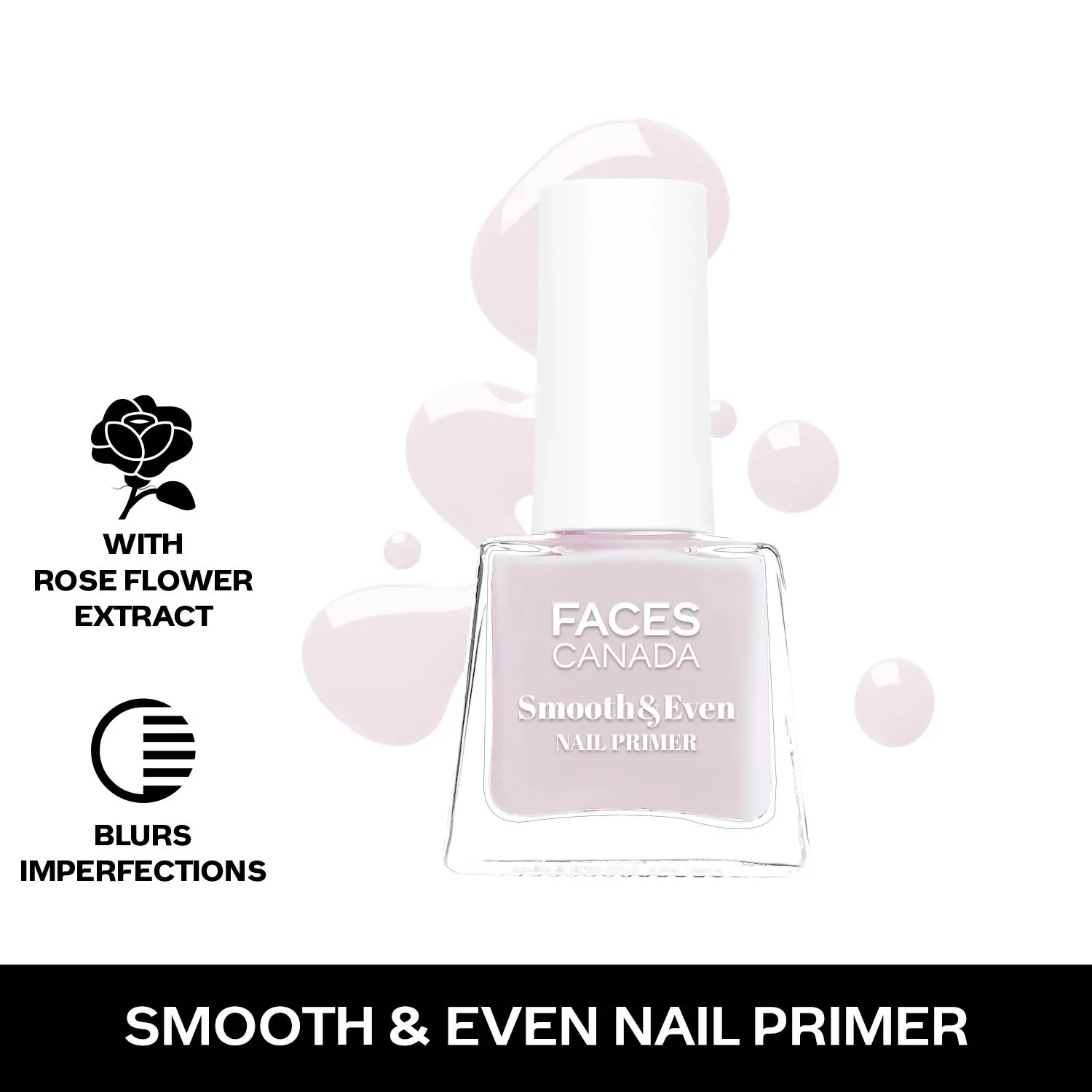 FACES CANADA Smooth & Even Nail Primer 5 ml I Vitamin E & Rose Quartz I Rose Flower Extract I Satin Matte Finish I Nourished Nails I Hydration I Blurs Imperfections I Conceals Ridges I Brighter Nails I Cruelty-free