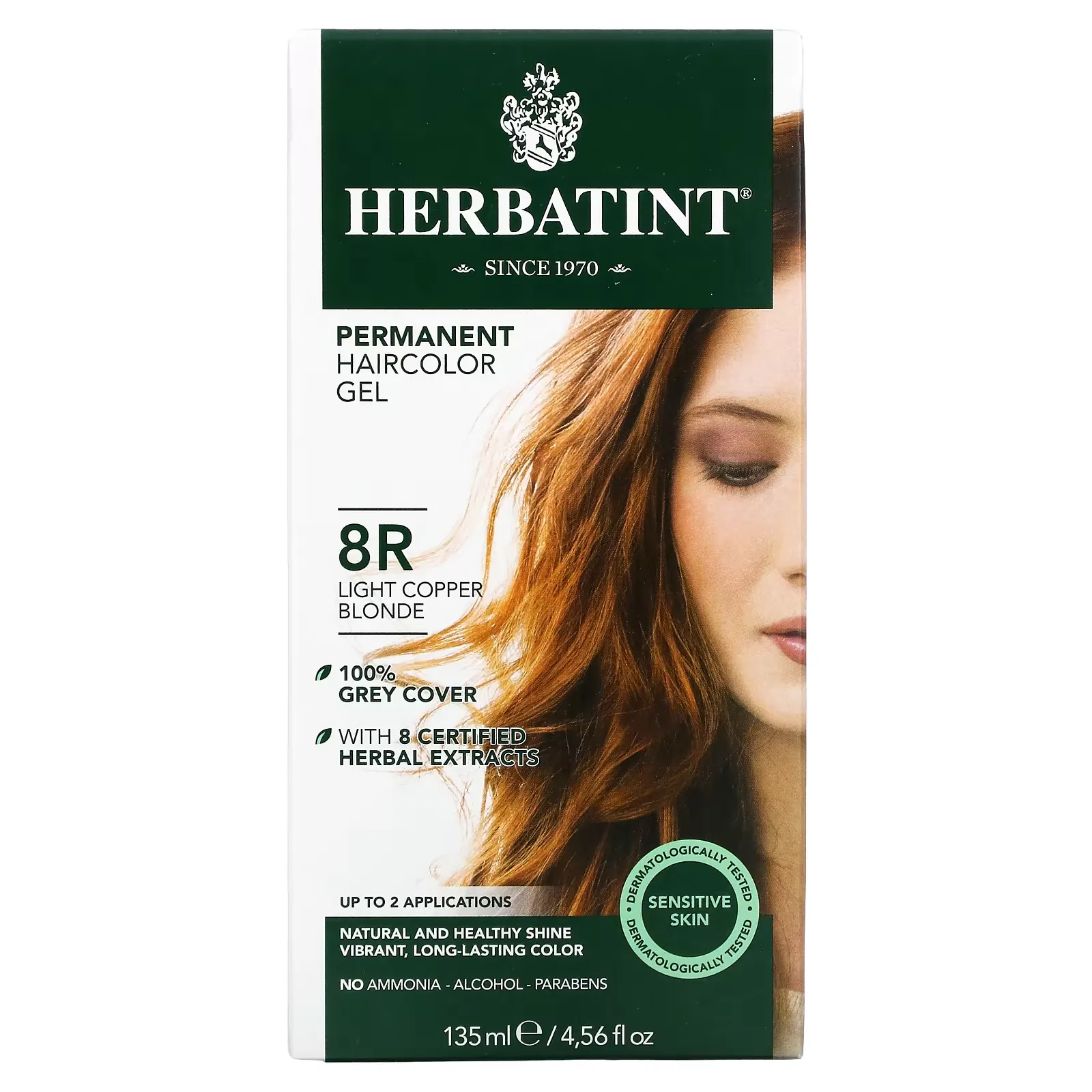 Permanent Haircolor Gel, 8R, Light Copper Blonde, 4.56 fl oz (135 ml)