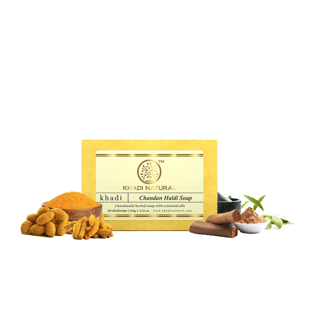 Khadi Natural Chandan Haldi Handmade Soap| Soft & Supple Skin - (125gm)