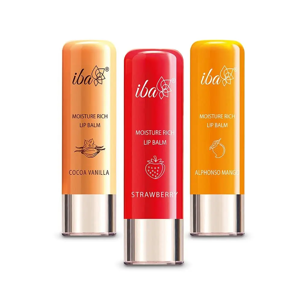 Iba Lip Balm Trio (Moisture Rich Lip Balm – Strawberry | Cocoa Vanilla | Alphonso Mango)