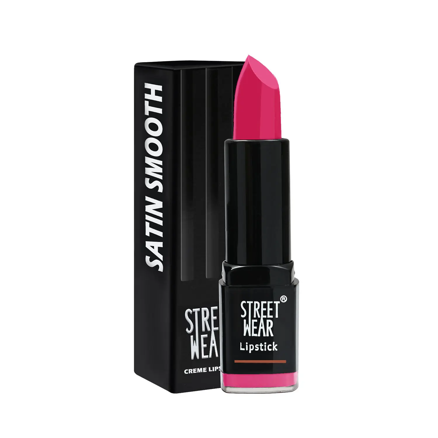 STREET WEAR® Satin Smooth Lipstick -FINE FUCHSIA (Pink) - 4.2 gms - Longwear Creme Lipstick, Moisturizing, Creamy Formuation, 100% Color payoff, Enriched with Aloe vera, Vitamin E and Shea Butter