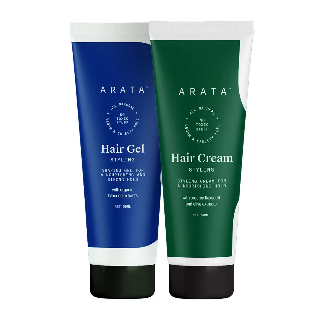 Arata Natural Hair Styling Combo with Hair Gel(50 ml) & Hair Cream(50 ml) for Men & Women