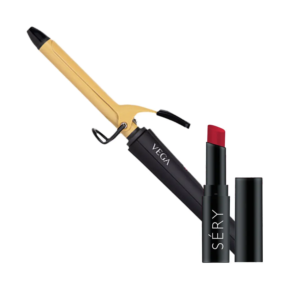 VEGA Ease Curl Vhch-01 Hair Curler With Sery Capture D Matte Lasting Lip Color - Ml11 Fuchsia Fun