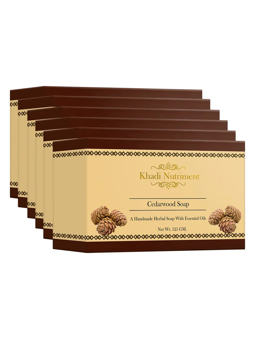 Khadi Nutriment Cedarwood Soap, 125 gm (Pack of 6)