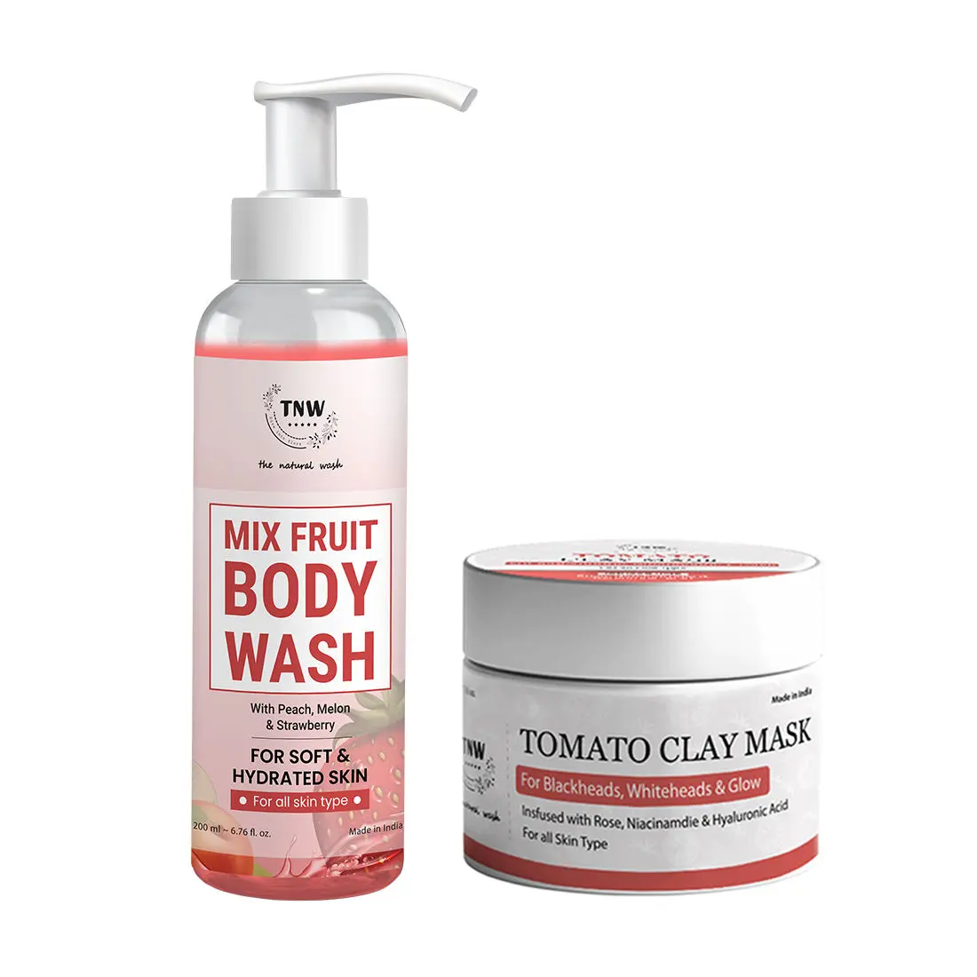 Combo of 2- Tomato Clay Mask 50gm + Mix Fruit Body Wash 200ml