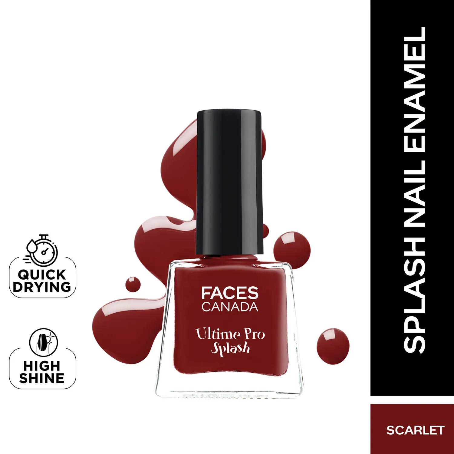 Faces canada Ultime Pro Splash Nail Enamel I Quick-drying I Longlasting I Chip-defiant I Smooth application I Scarlet 115 5ml