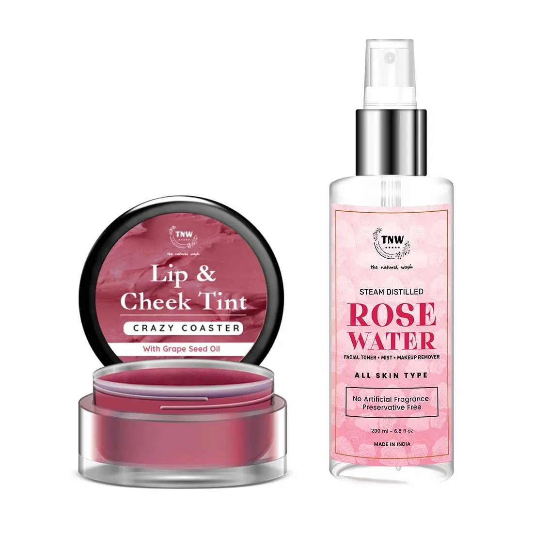 Combo of 2- Crazy Coster Lip Tint 5gm & Rose Water Spray Bottle 200ml