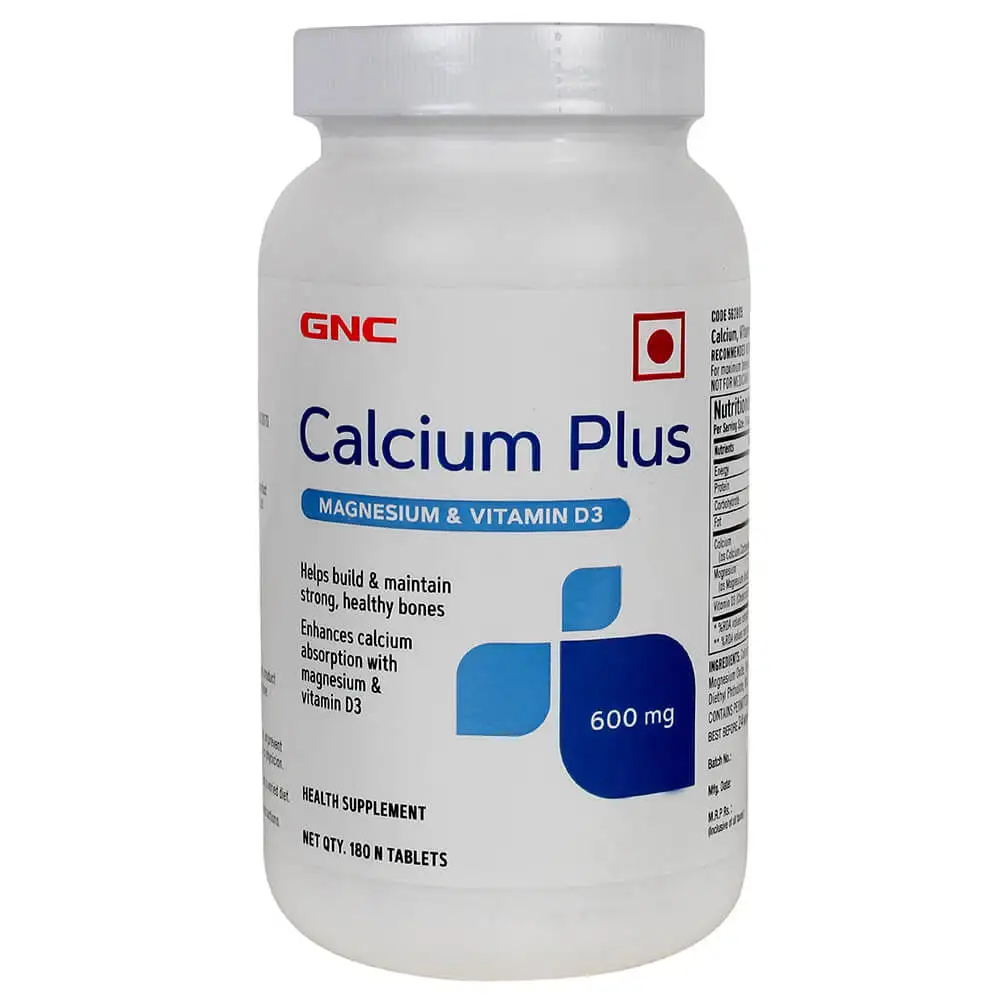 GNC Calcium Plus with Magnesium & Vitamin D3 600 mg,  180 tablet(s)  Unflavoured