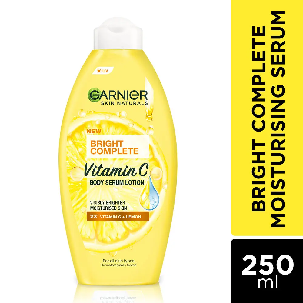 Garnier Skin Naturals Bright Complete Moisturising serum- Lotion UVA/UVB filters Lemon Essence,For all skin types-dermatologically tested (250 ml)