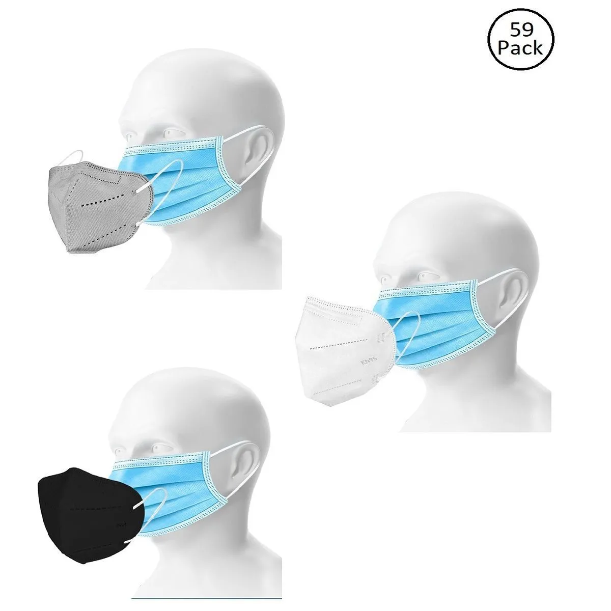 Fabula Double Mask Set of 50 Disposable & 9 Kn95/N95 Mask