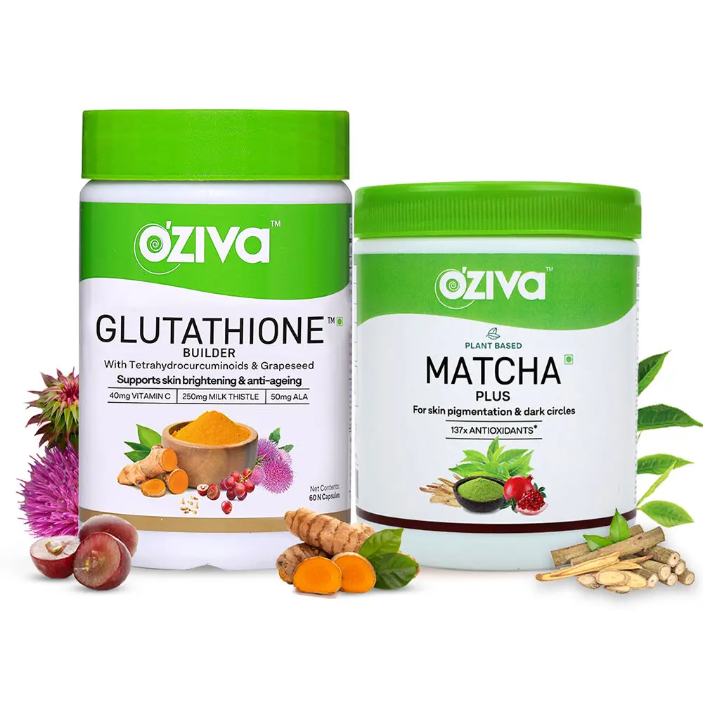 OZiva Skin Repair Combo (OZiva Plant Based Matcha Plus + Glutathione Builder)