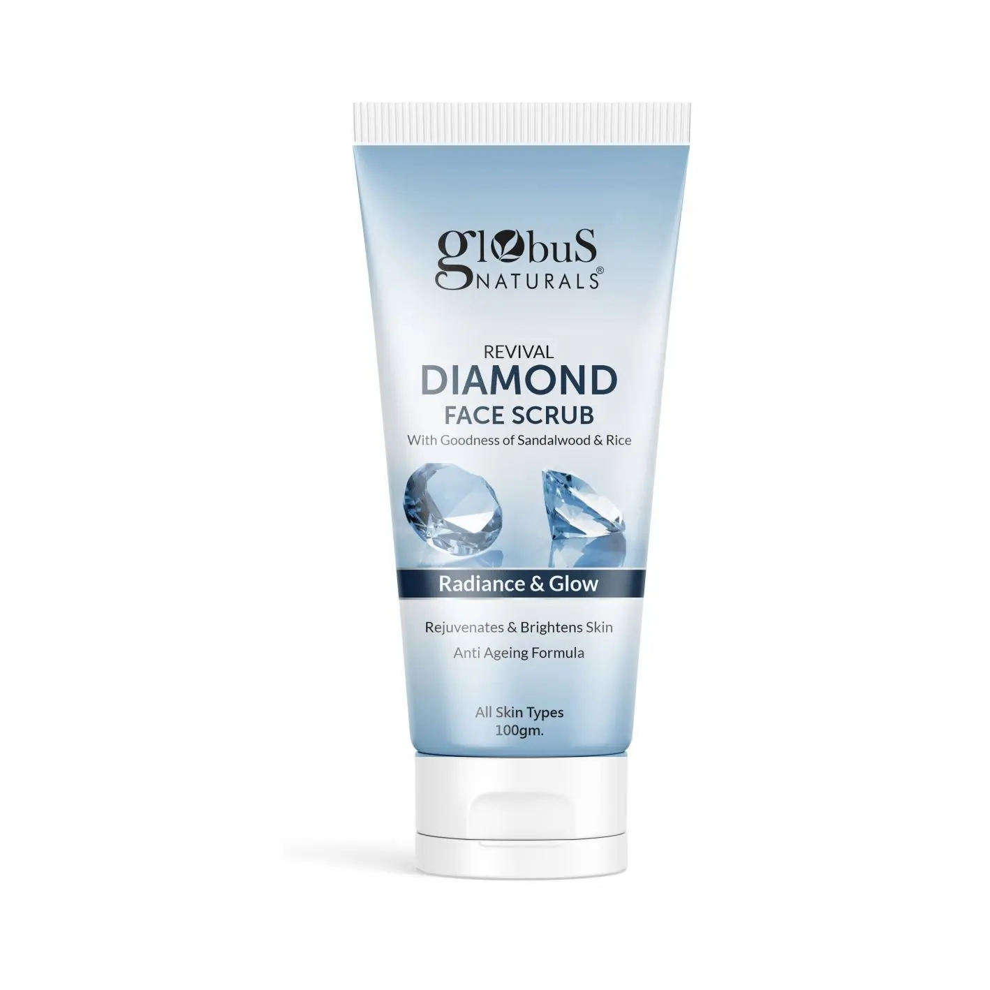 Globus Naturals Revival Diamond Face Scrub with Goodness Of Sandalwood & Rice, For Radiance & Glow, For all skin types 100 gm