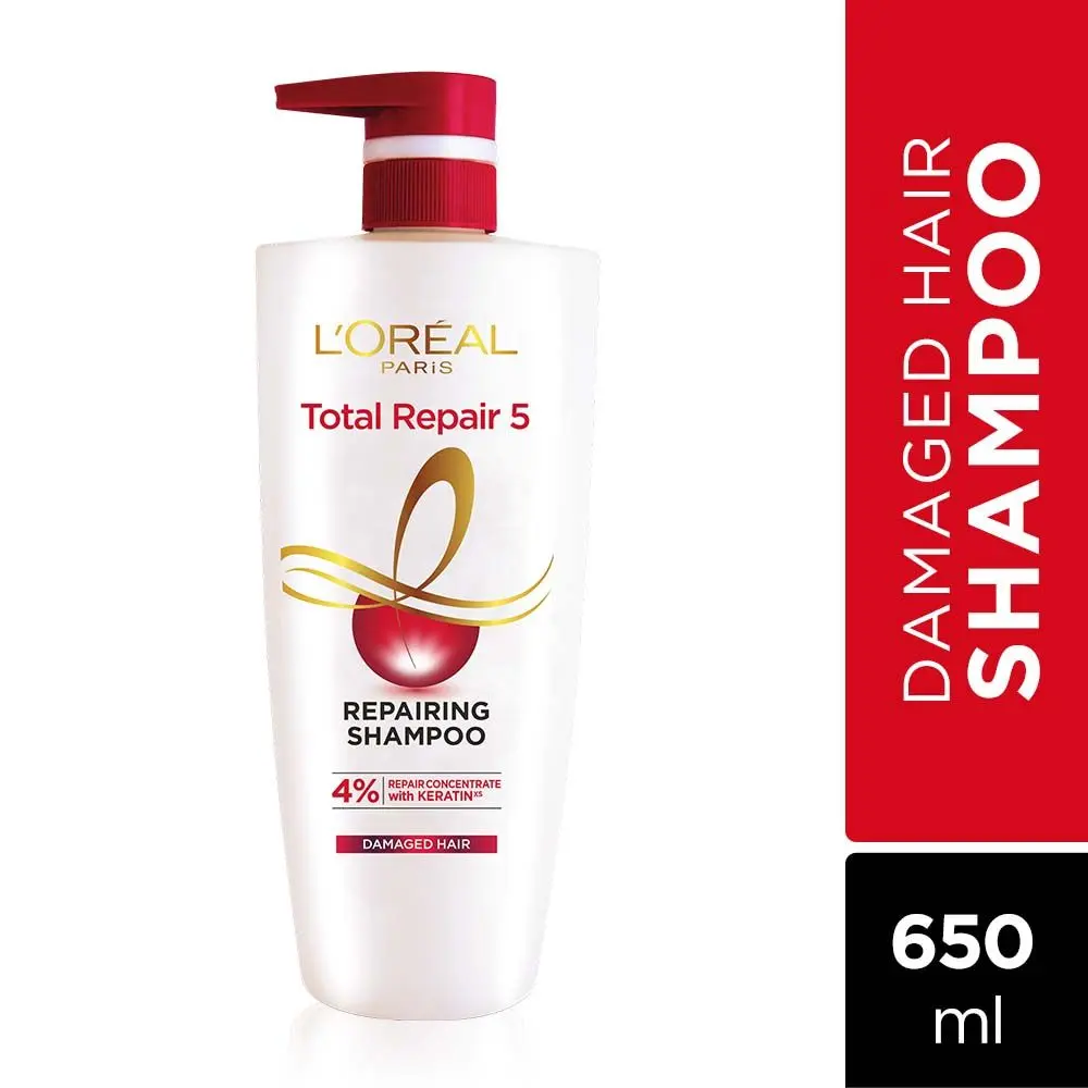 L'Oreal Paris Shampoo, For Damaged and Weak Hair, With Pro-Keratin + Ceramide, Total Repair 5, 650 ml