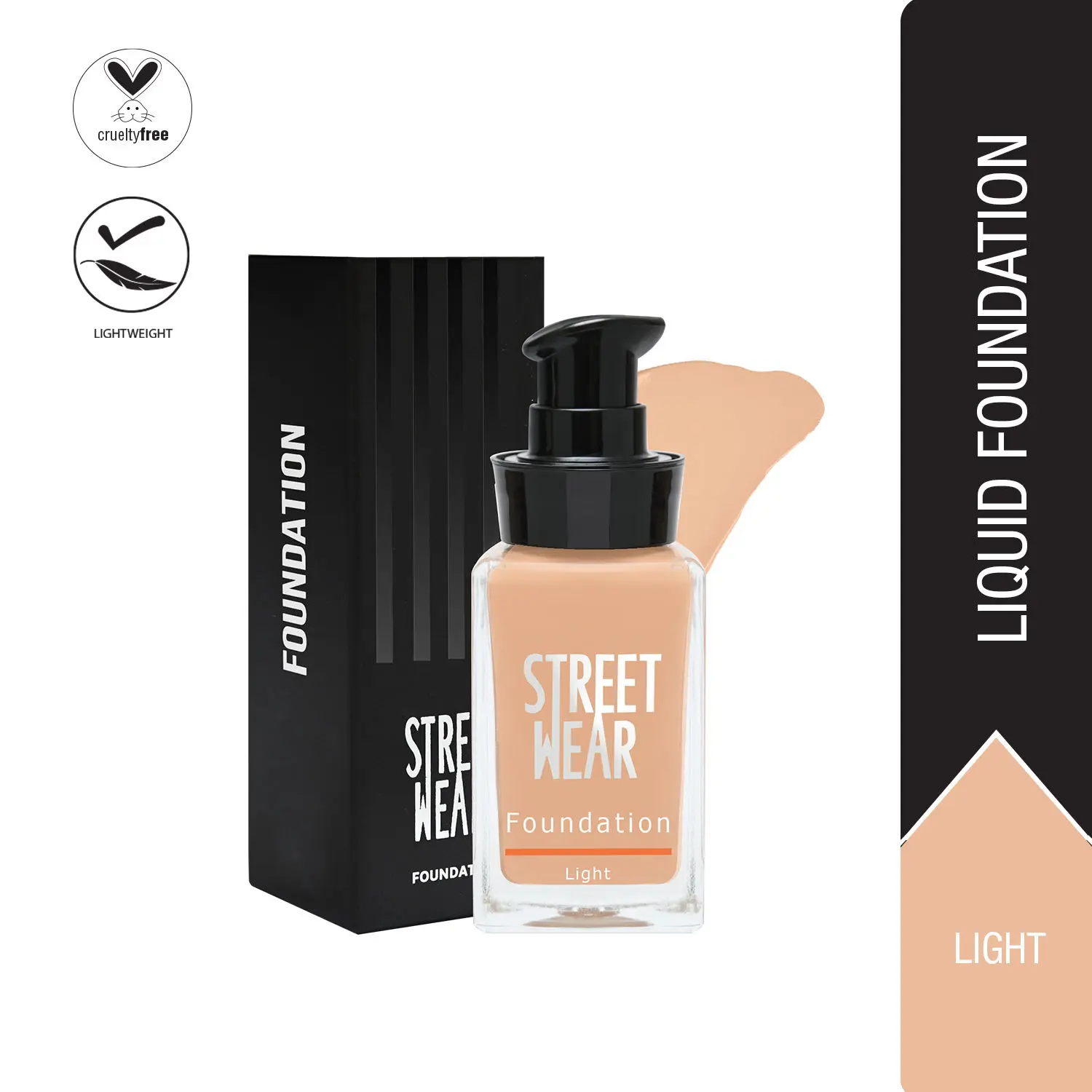 STREET WEAR® Foundation -Light (Light) - 30 ml -Weightless, Buildable Coverage, Breathable, Water-based Formulation for Daily Use, Enriched with Vitamin E