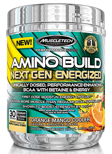 Amino Build Next Gen Energized, By MuscleTech, Orange Mango, 30 Servings