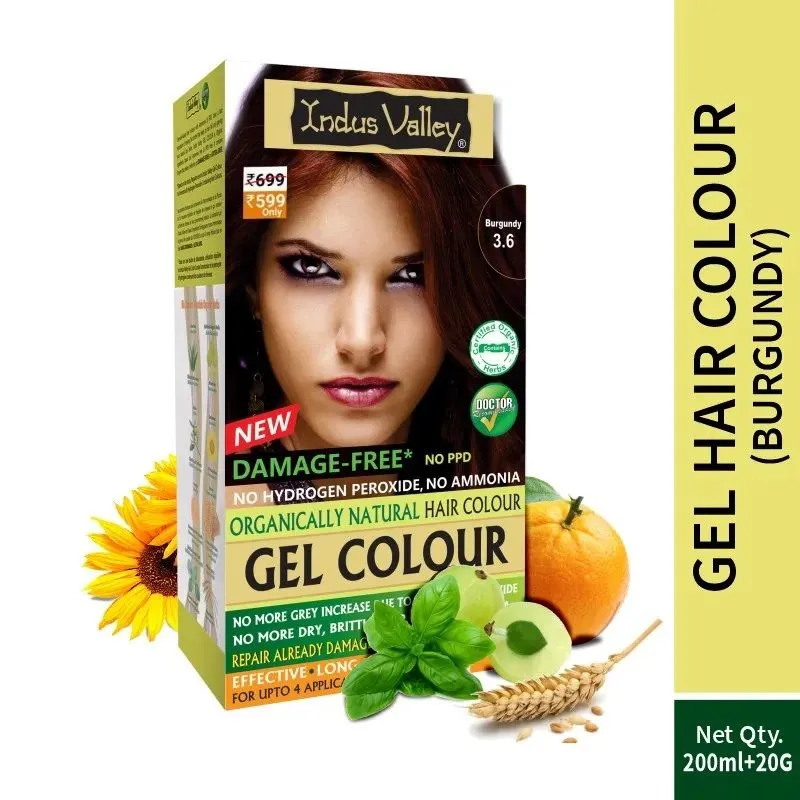 Indus Valley Organically Natural Hair Gel Color - Burgundy