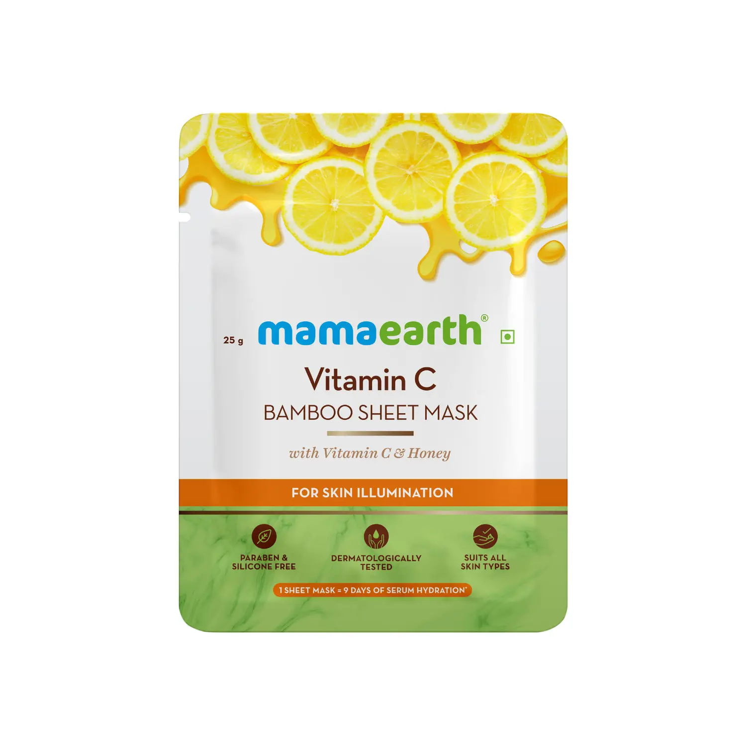 Mamaearth Vitamin C Bamboo Sheet Mask with Vitamin C & Honey for Skin Illumination (25 g)