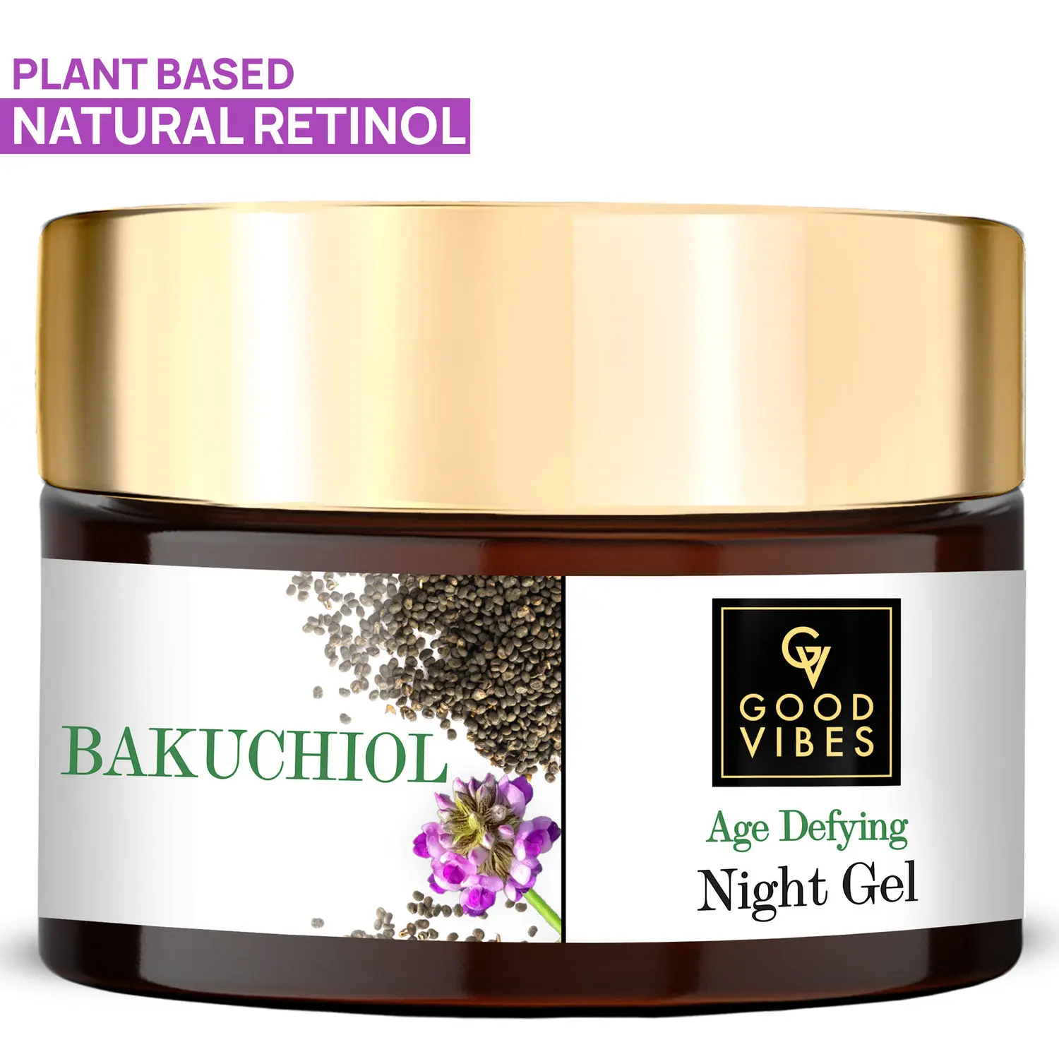 Good Vibes Bakuchiol Age Defying Night Gel | With Retinol, Anti-Aging | No Parabens, No Mineral Oils, No Sulphates, No Animal Testing, Vegan (50g)