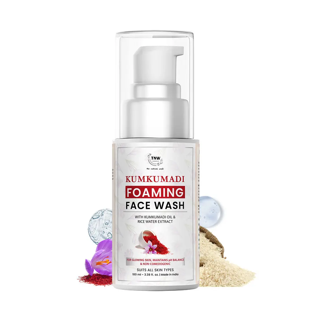 TNW – The Natural Wash Kumkumadi Foaming Face Wash for Glowing Skin | With Kumkumadi Oil & Rice Water Extract | Reduces Pigmentation & Controls Excess Oil | Suitable for All Skin Types