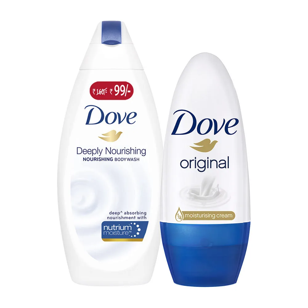 Dove Deeply Nourishing Body Wash & Original Deodorant Roll On For Women