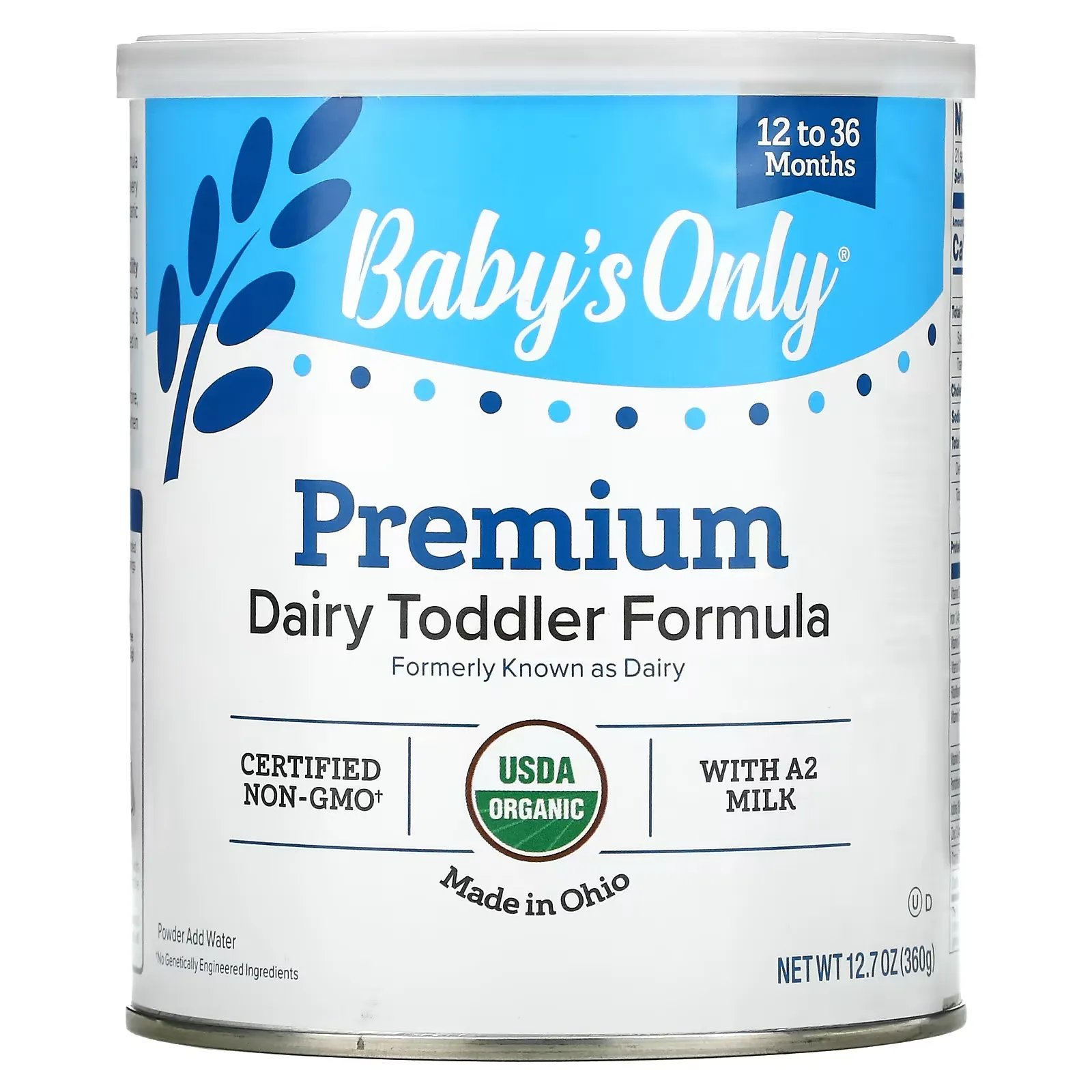 Baby's Only, Premium Dairy Toddler Formula, 12 to 36 Months, 12.7 oz (360 g)