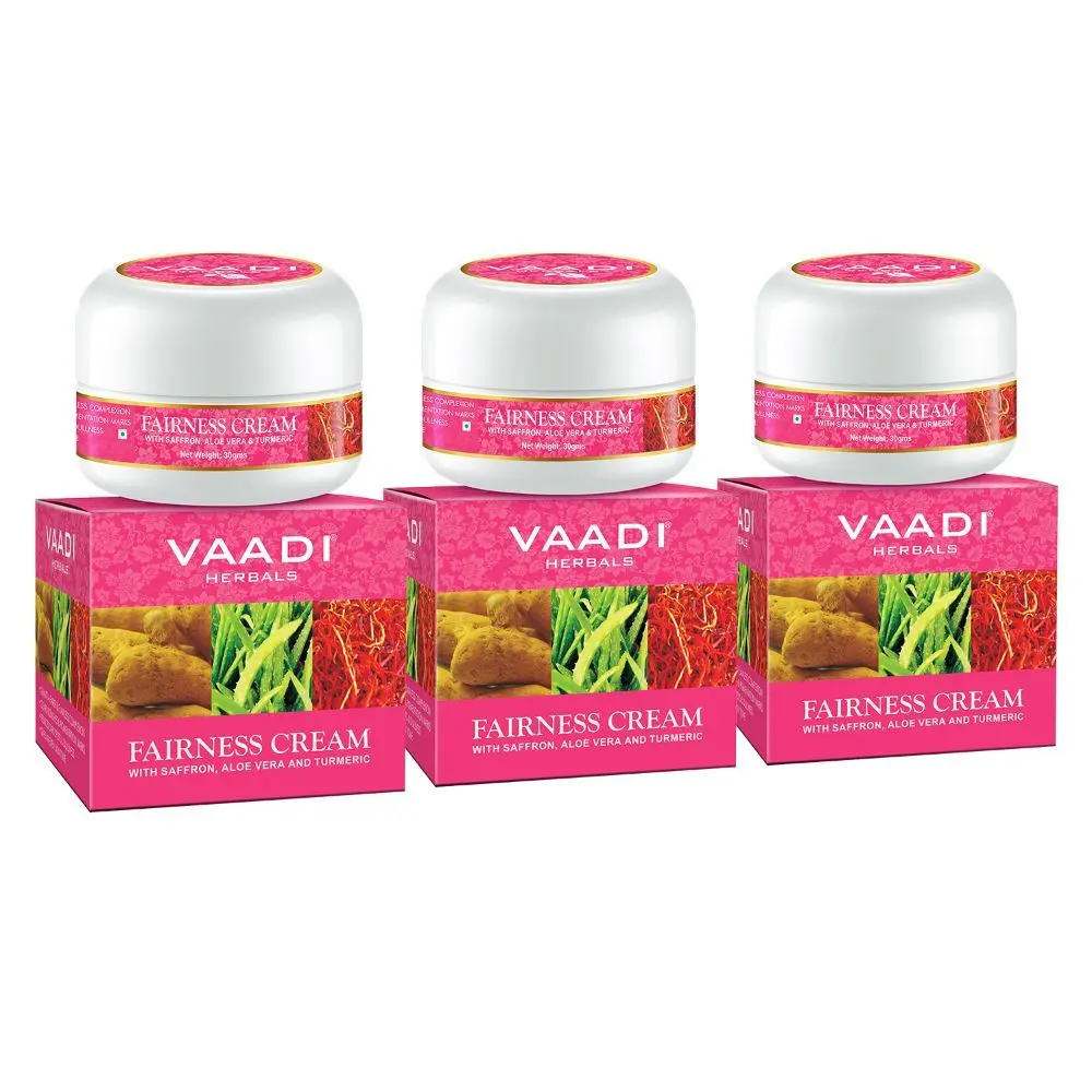 Vaadi Herbals Fairness Cream Saffron, Aloe Vera & Turmeric Extracts (30 g) (Pack of 3)