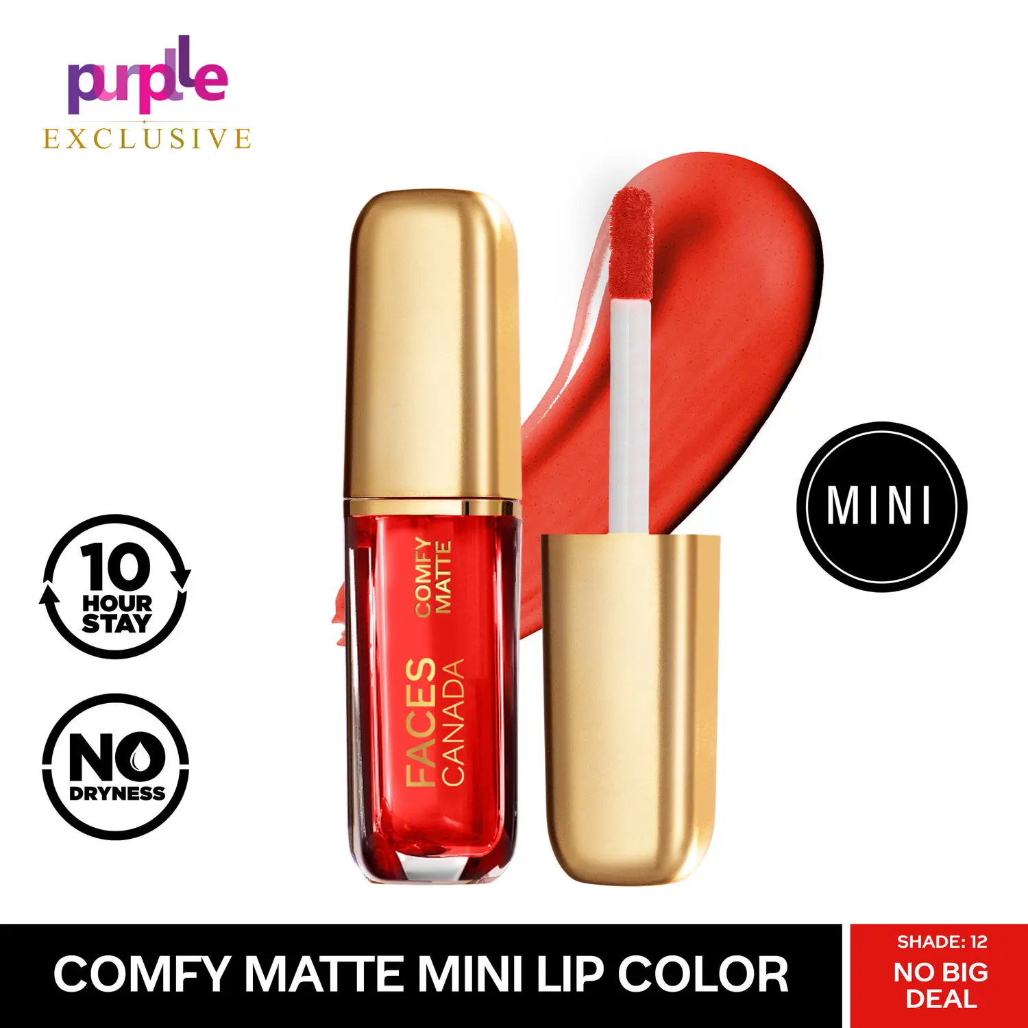 Faces Canada Comfy Matte Mini Lip Color | Comfortable 10 Hours Longstay | Matte Finish | With Natural Oils | No Big Deal 12 (1.2 ml) - Exclusively Only On Purplle