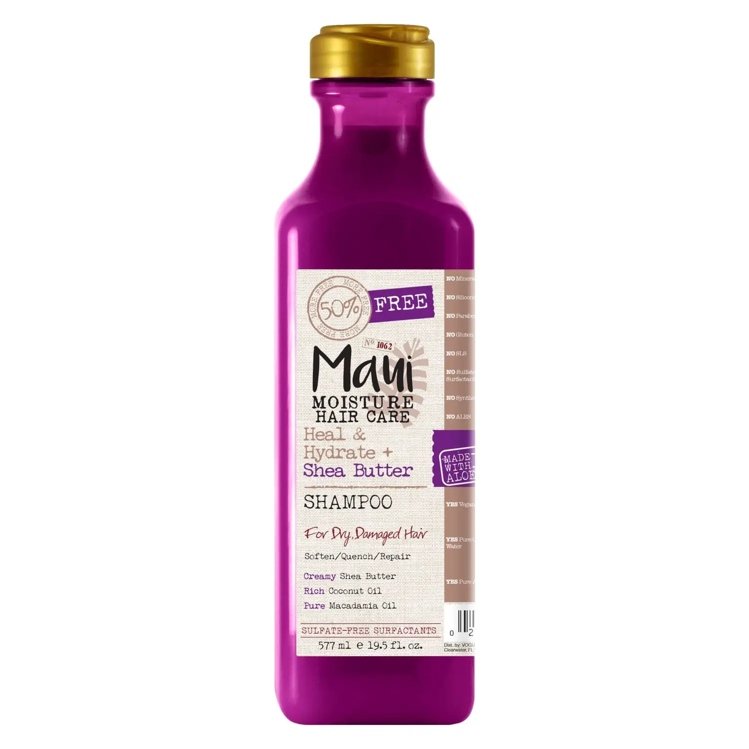 Maui Moisture Heal and Hydrate Shea Butter Shampoo made with Aloe Vera, Vegan, Sulphate Free and Paraben Free, 385ml