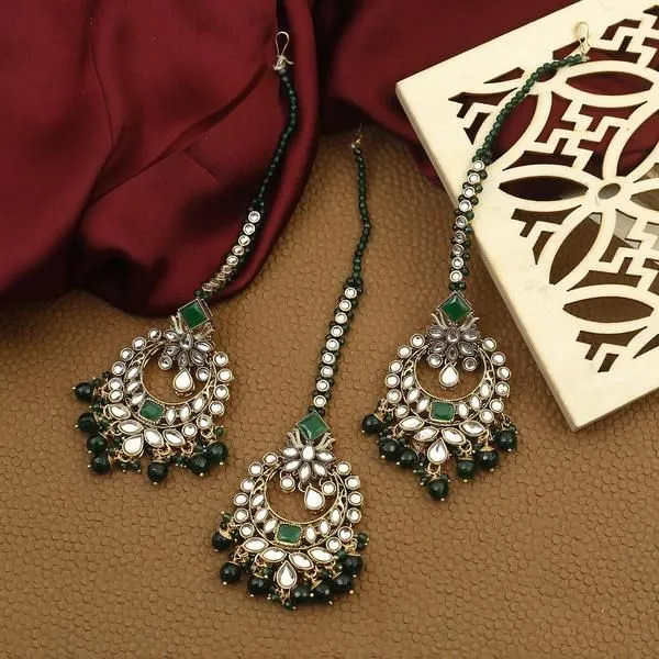 Bling Bag Emerald Chanderi Maang Tikka Set