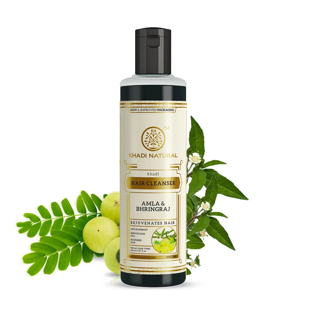 Khadi Natural Amla & Bhringraj Herbal Hair Cleanser | Scalp & Hair cleanser - 210ml