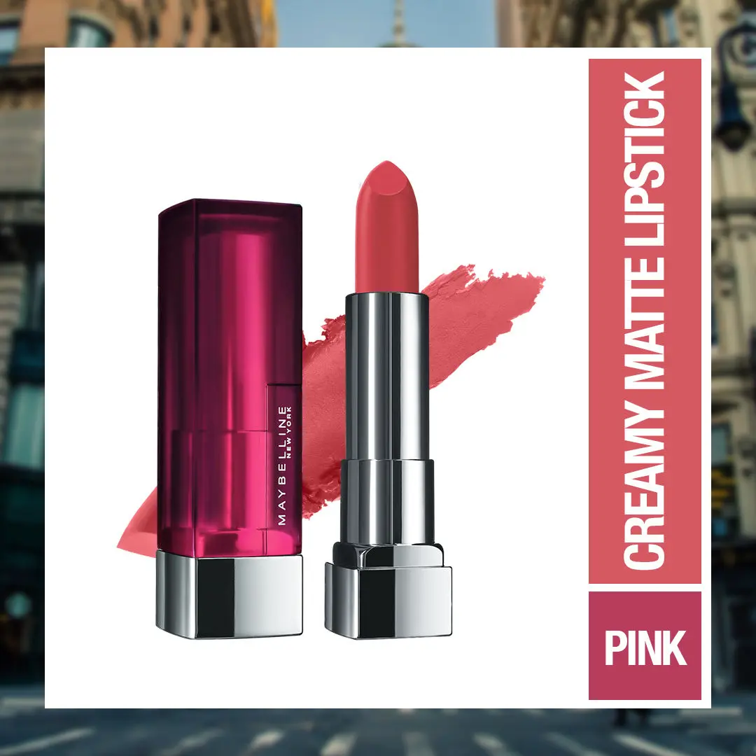 Maybelline New York Color Sensational Creamy Matte Lipstick, 671 Heated Pink (3.9 g)