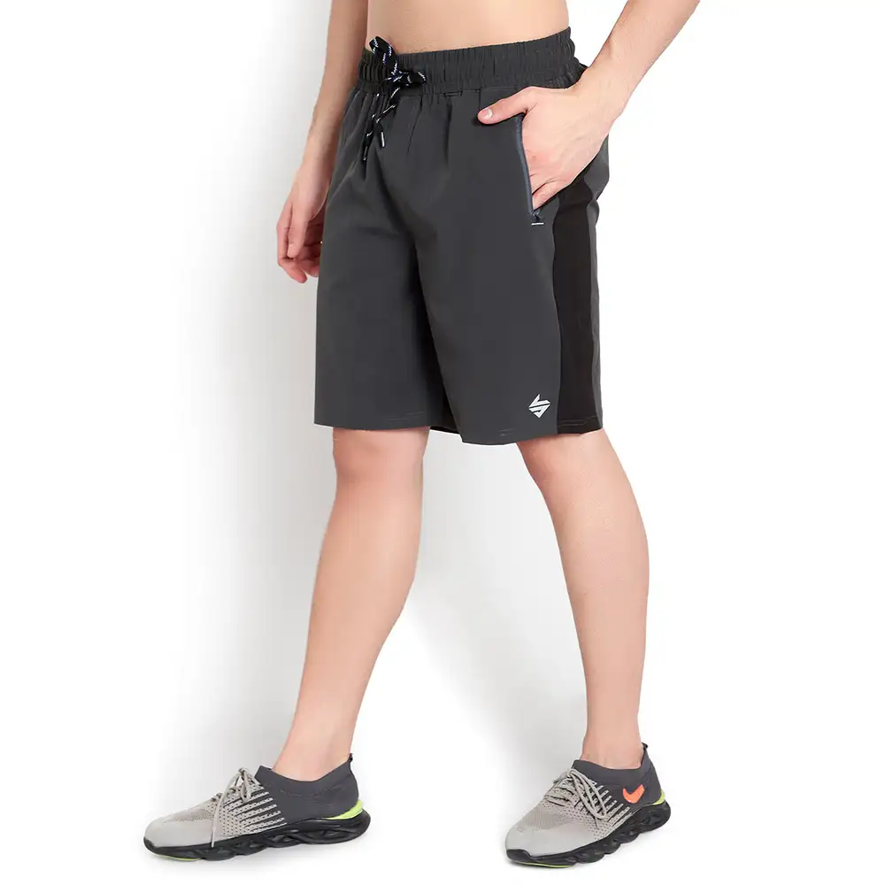 John Ally Dry-Fit Gym Workout Shorts with Zipper Pockets,  Small  Gunmetal Grey