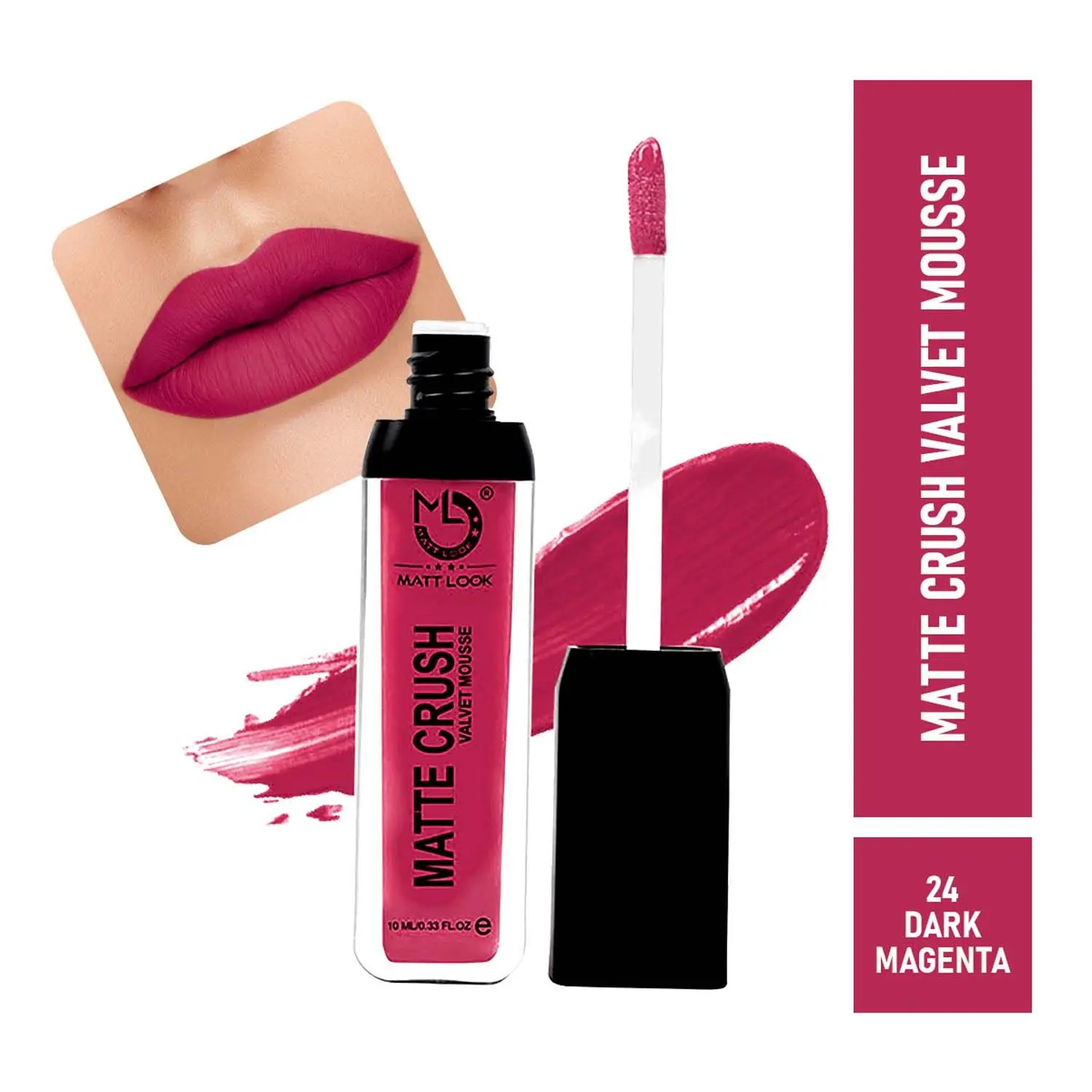 Matt look Matte Crush Velvet Mousse Lipstick, Dark Magenta (10ml)