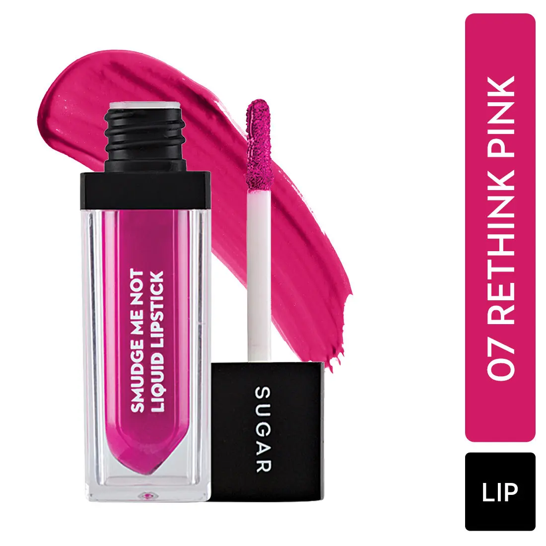 SUGAR Cosmetics - Smudge Me Not - Liquid Lipstick - 07 Rethink Pink (Fuchsia)|Ultra Matte Liquid Lipstick, Transferproof and Waterproof, Lasts Up to 12 - 4.5 ml