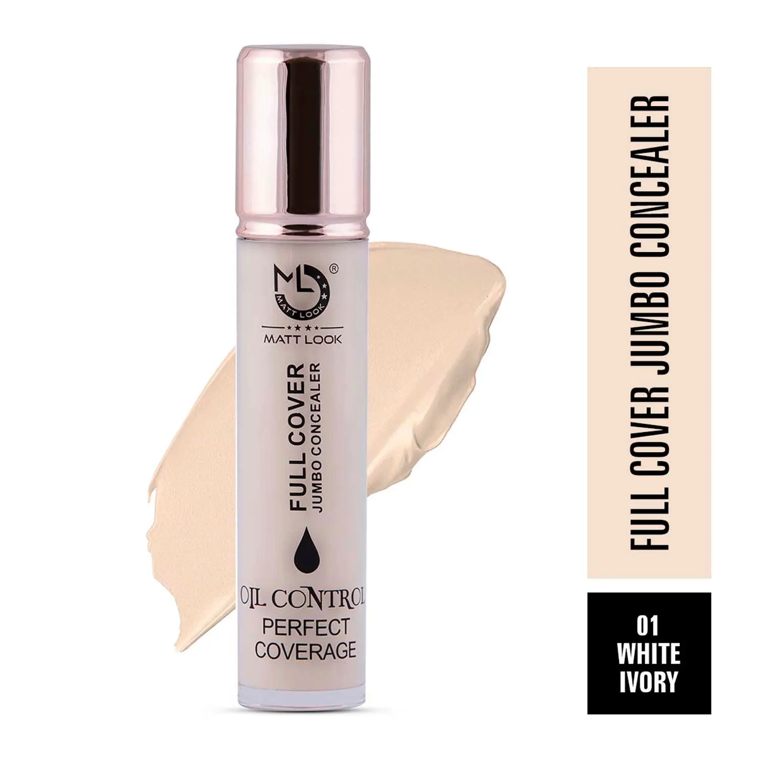 Matt look Full Cover Jumbo Concealer Oil Control Perfect Coverage, Face Makeup, White Ivory (11ml)