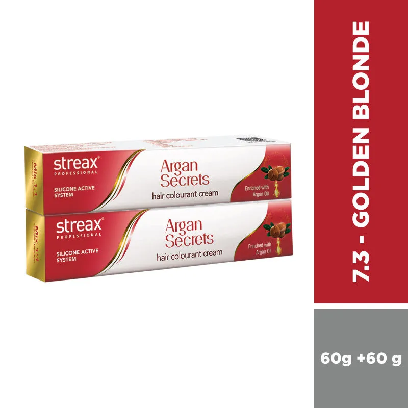 Streax Professional Argan Secret Hair Colourant Cream - Golden Blonde 7.3 (Pack Of 2)