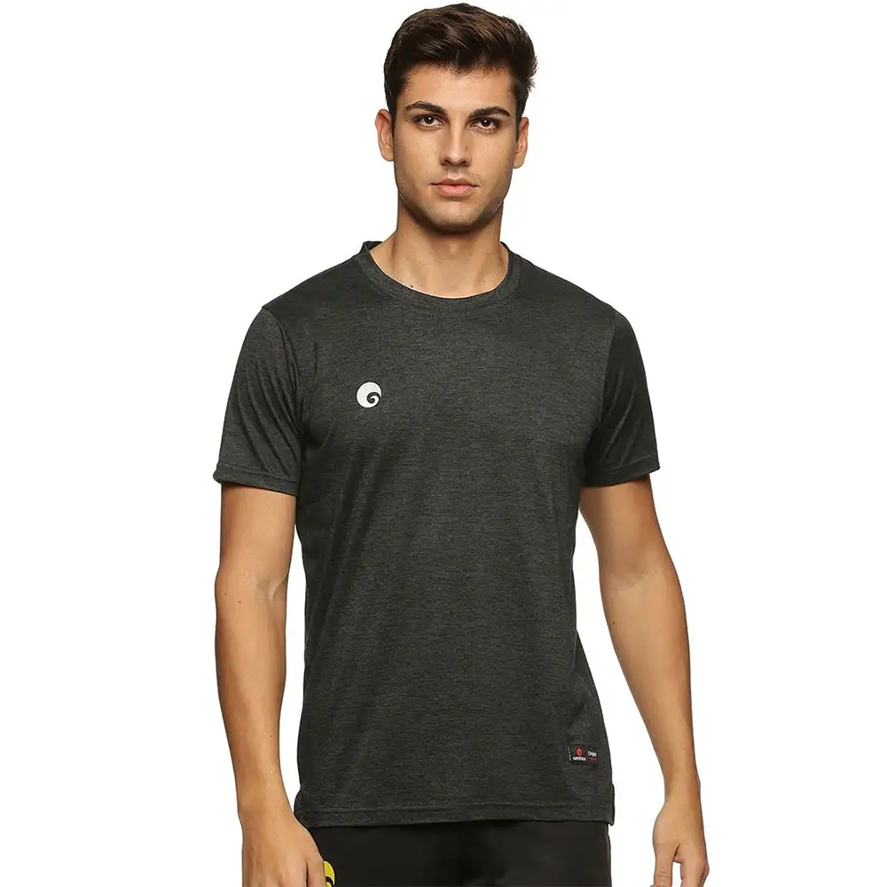 Omtex Men Solid Round Neck T-Shirt,  Black  XL