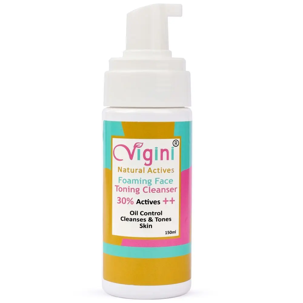 Vigini 30% Actives Anti Acne Foaming Toner Cleanser Face Wash Oil Control Pimple Removal Pore Tightening Prone Bumpy Skin Reduce Redness & Scars Soap Free Niacinamide Salicylic Acid Apple Cidar Vinegar Men Women 150ml