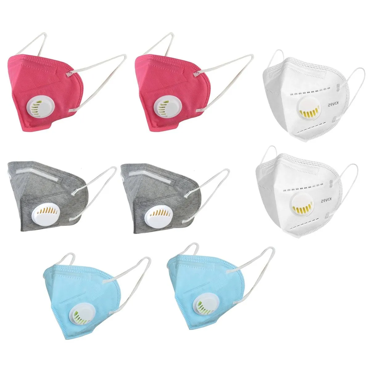 OOMPH Pack Of 8 Kn95/n95 Anti-pollution Reusable 5 Layer Mask Color: White,blue,grey,pink