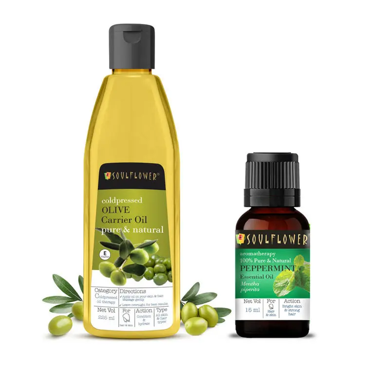 Soulflower Castor Oil & Peppermint Essential Oil Combo