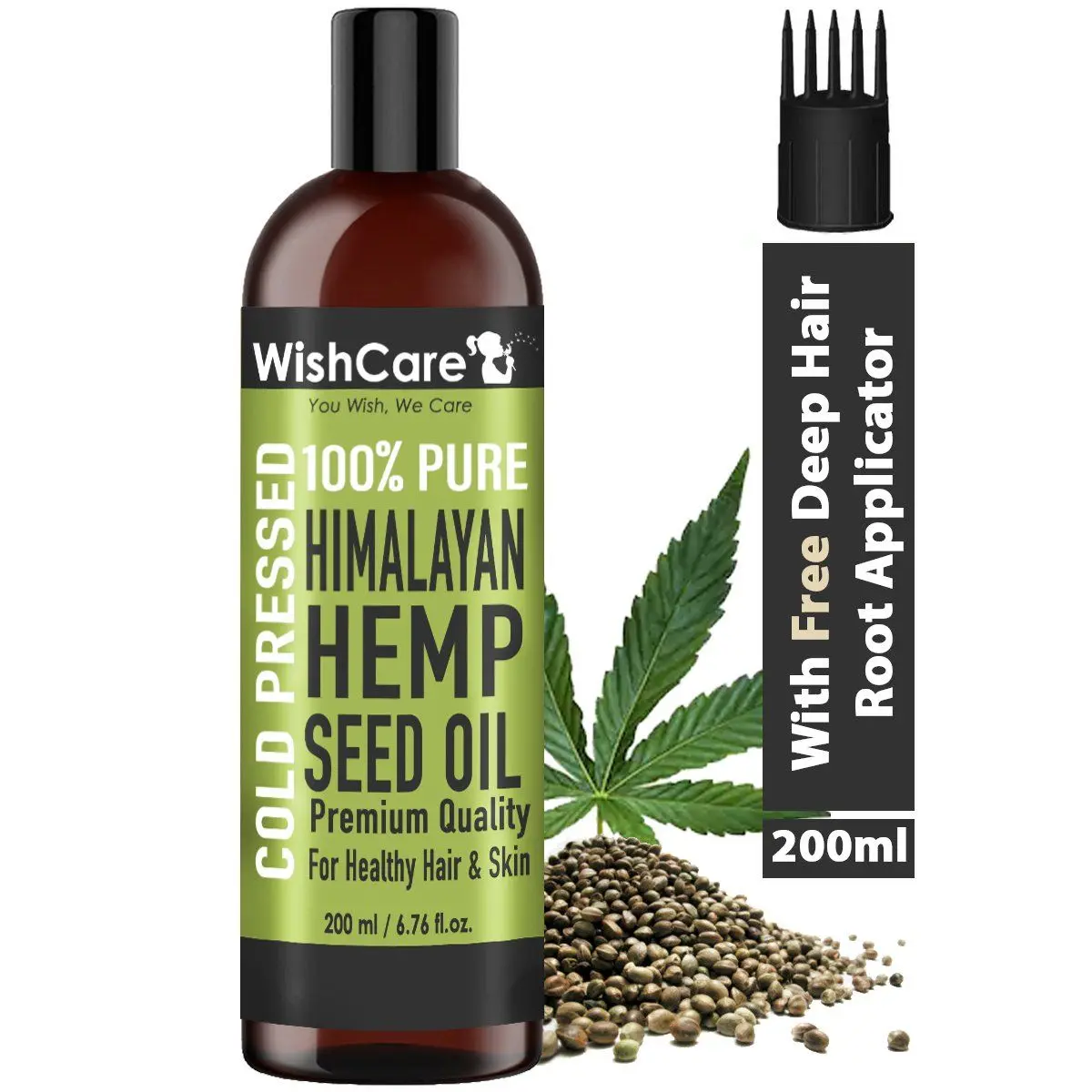 WishCare® Pure & Cold Pressed Himalayan Hemp Seed Oil (200 ml) - For Healthy Hair & Skin