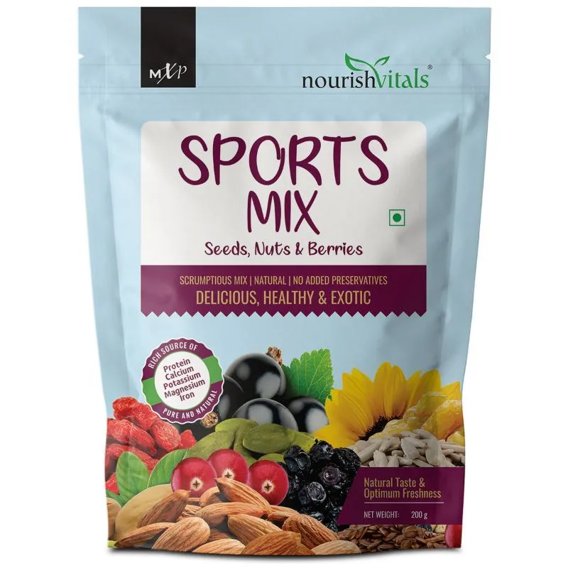 Nourish Vitals Sports Mix, Seeds, Nuts & Berries, Scrumptious Mix - Natural