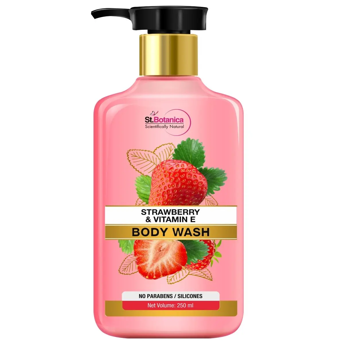 StBotanica Strawberry & Vitamin E Body Wash 250ml - No SLS / Sulphate, Parabens