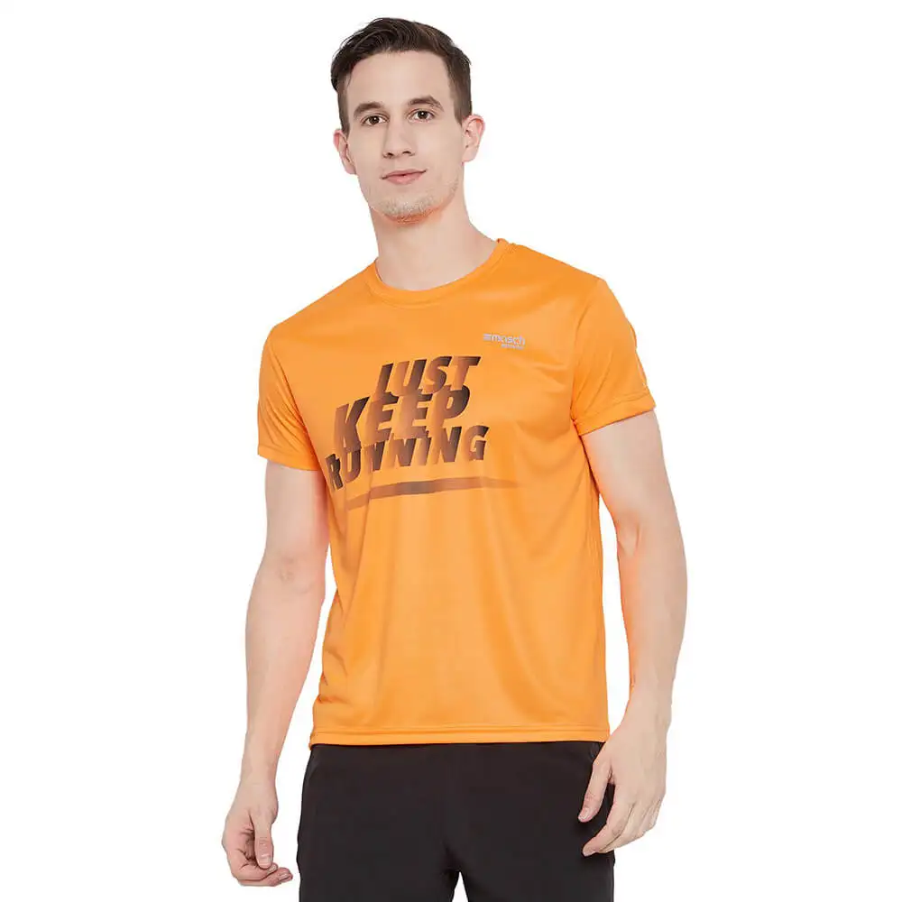 Masch Sports Mens Just Keep Running T Shirt,  Fluorescent Orange  Medium