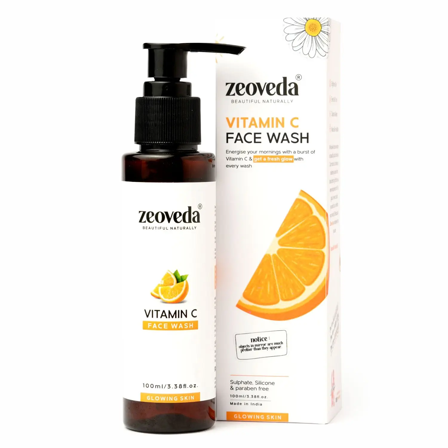 Zeoveda Vitamin C Pore Cleansing Face Wash | Acne Face Wash | Oily Skin | Bright, Clear Skin | Face Cleanser for both Men & Women | Parabens & Sulphates Free - 100ml