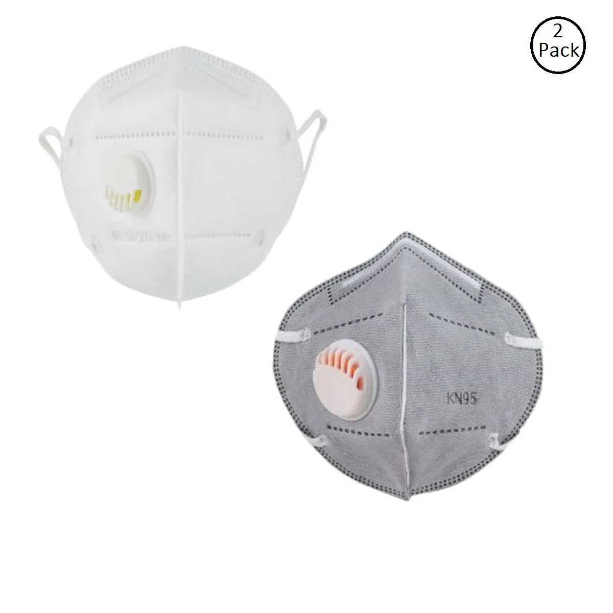 Fabula Pack Of 2 Anti-Pollution Reusable 5 Layer Mask - White Grey